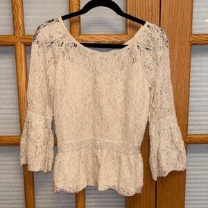 Elegant Vintage Beaded Lace 3/4 Sleeve Top